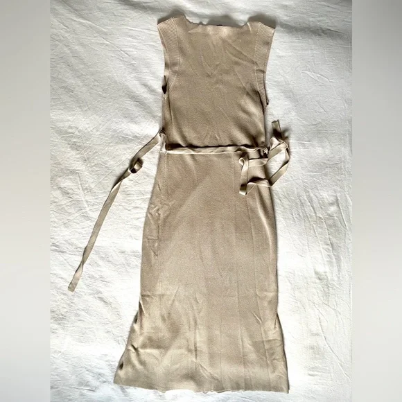 MNG Nude Belted Knit Midi Dress - Picture 7 of 8